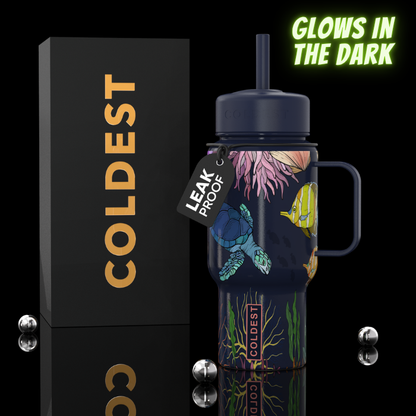 Coldest 6.7oz insulated bottle with a sleek design, featuring a stainless steel body and secure screw-on lid for cold drinks.