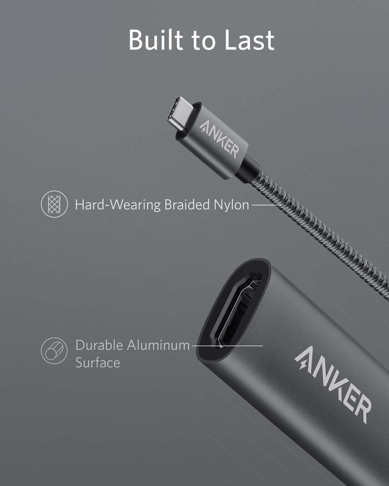 Anker 310 USB-C Adapter for charging with 4K HDMI port, compact design, and sleek black finish for versatile device connectivity.