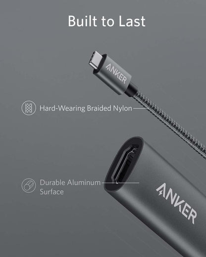 Anker 310 USB-C Adapter for charging with 4K HDMI port, compact design, and sleek black finish for versatile device connectivity.