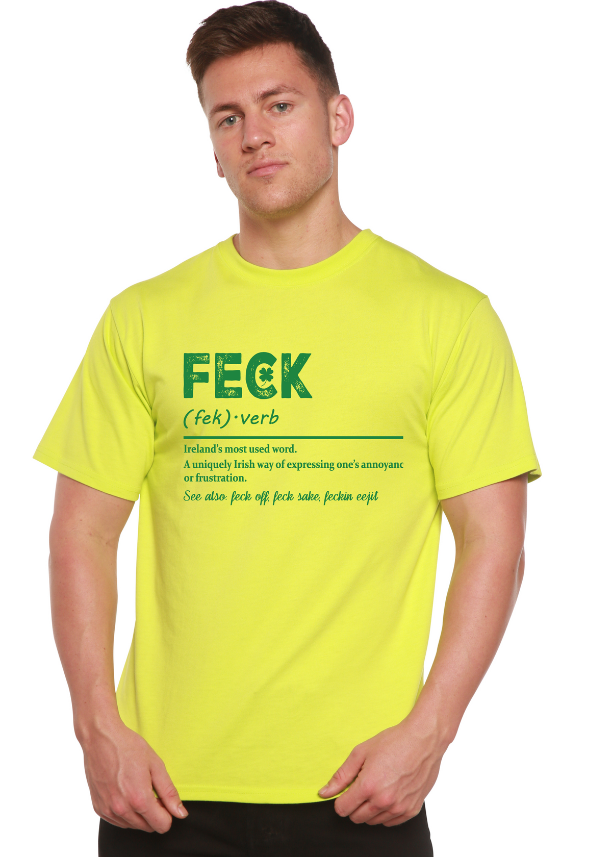 Mens Irish St. Patrick's Day graphic T-shirt by Spun Bamboo, unisex bamboo and cotton blend with festive Irish design.