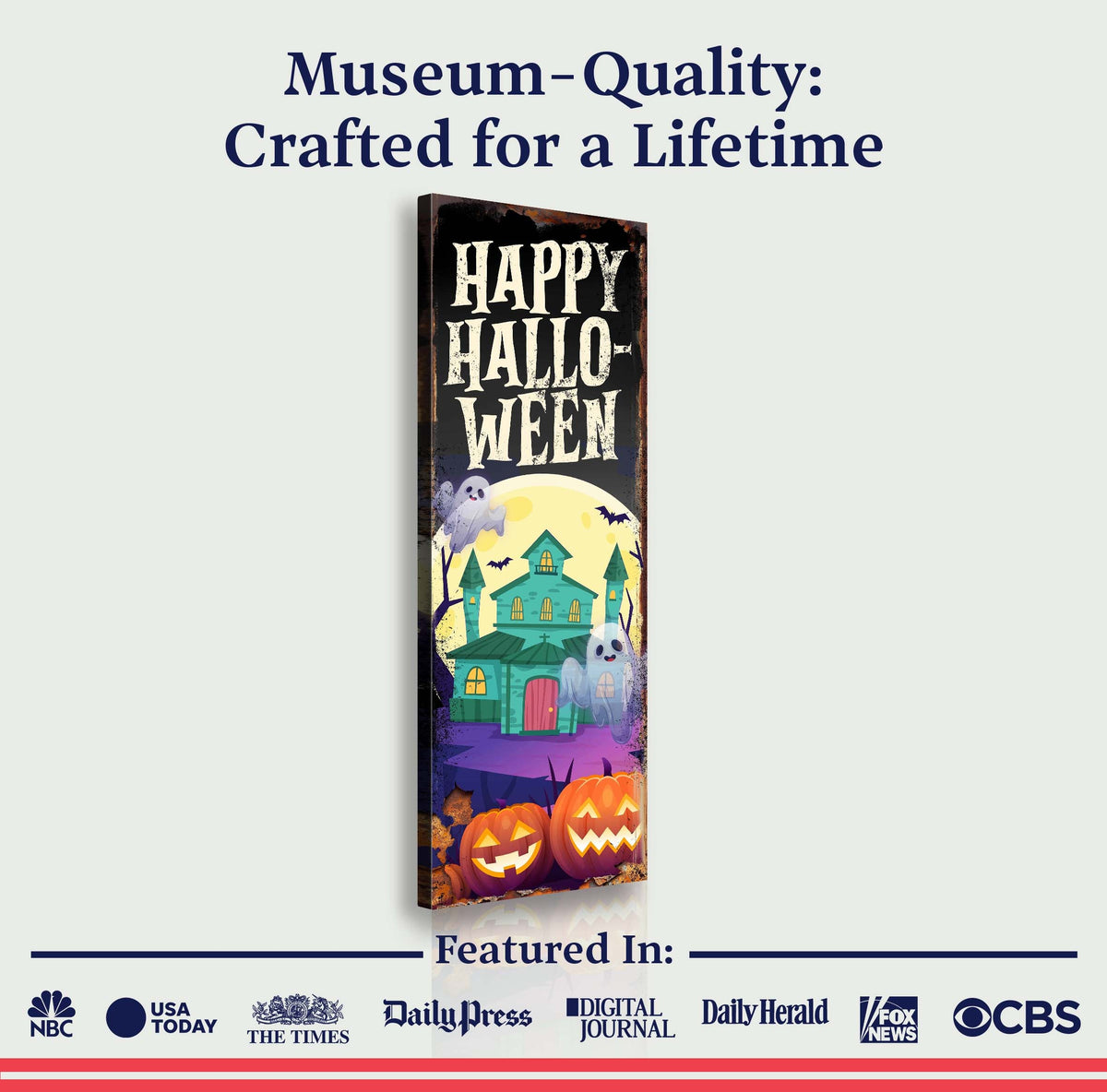 Halloween Welcome Sign canvas by Tailored Canvases with spooky autumn design and welcoming message for seasonal decor