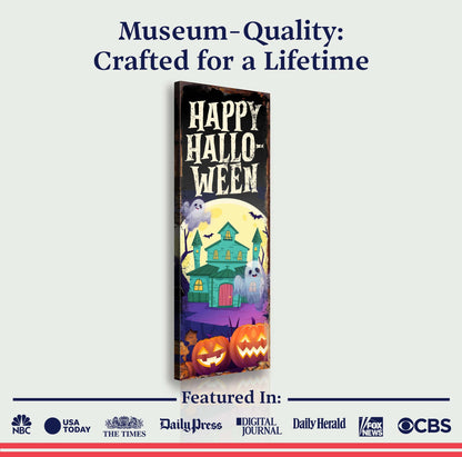 Halloween Welcome Sign canvas by Tailored Canvases with spooky autumn design and welcoming message for seasonal decor