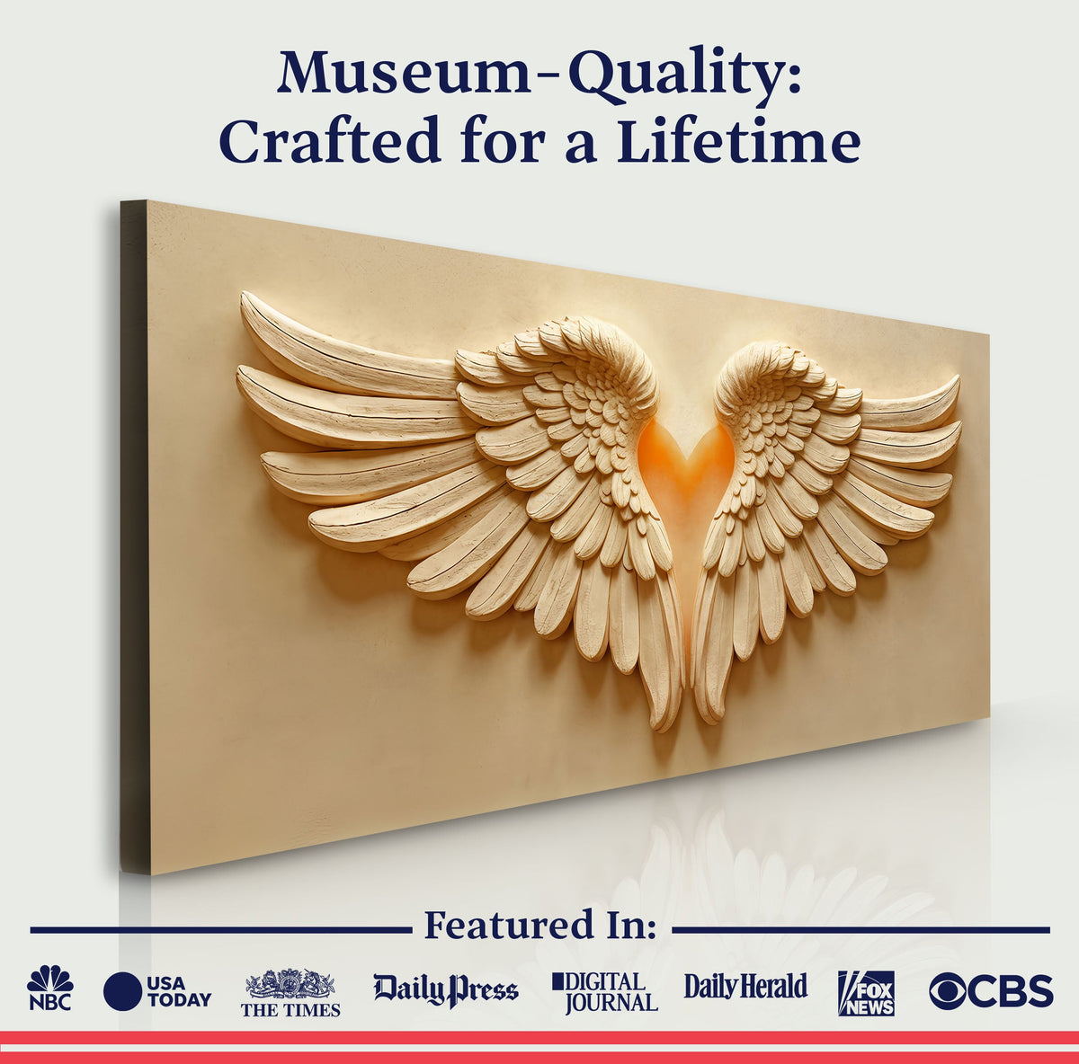 Canvas wall art featuring angel wings design by Tailored Canvases, decorative wall decor for living spaces