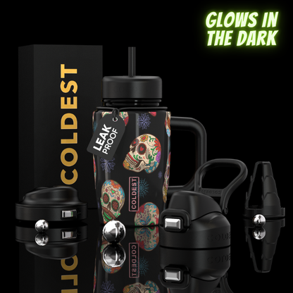 Coldest Limitless Ultra v8 15oz stainless steel tumbler with black lid, designed for keeping drinks hot or cold.