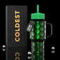 Coldest 6.7oz green bottle with a sleek design, featuring the Coldest brand logo on a metallic green finish.