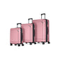 Bugatti Travel Oslo 3-piece luggage set with matching suitcases in ash rose color, featuring durable hard-shell exteriors.