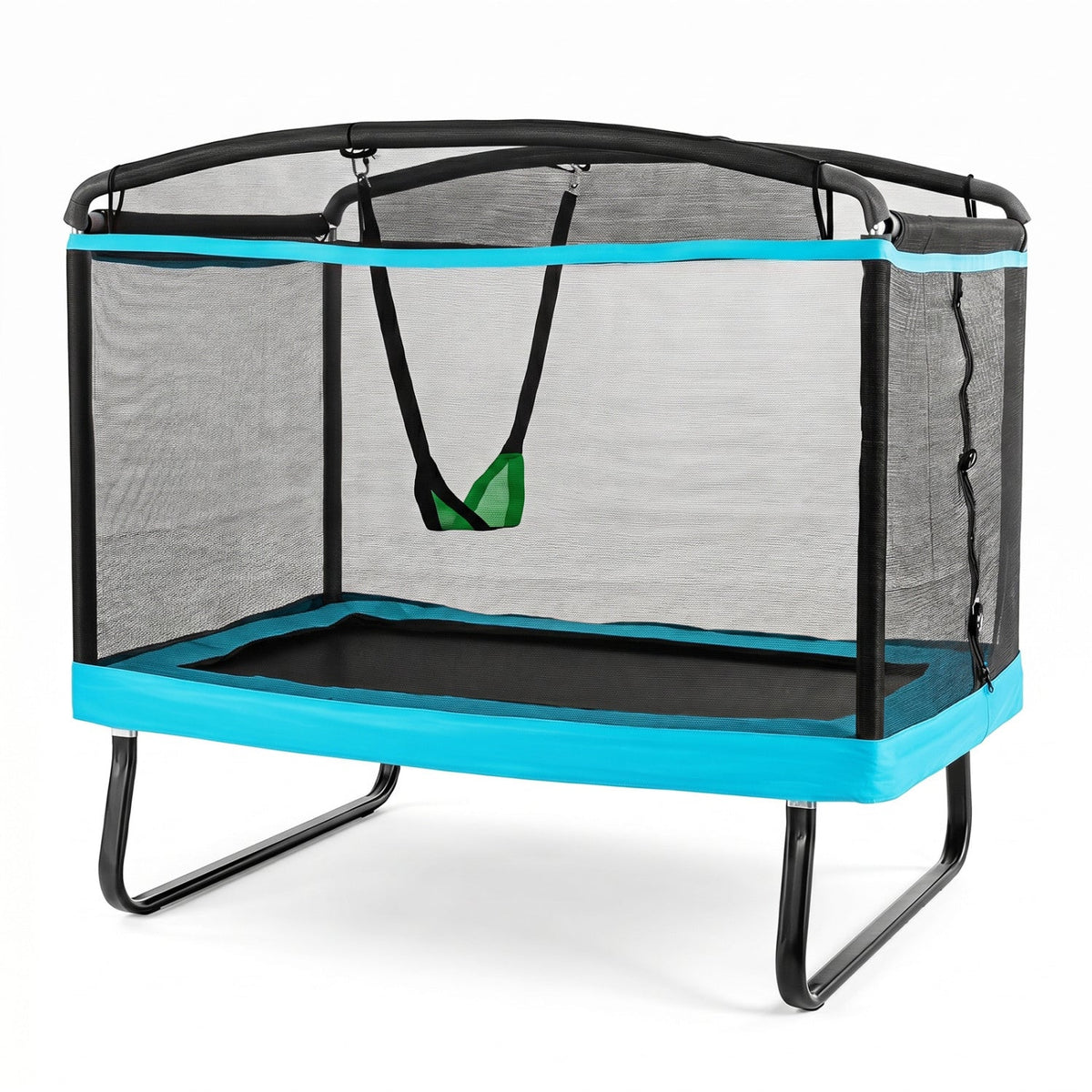 6-foot kids trampoline by GBruno Store with safety enclosure net, jump mat, and built-in swing for outdoor fun.
