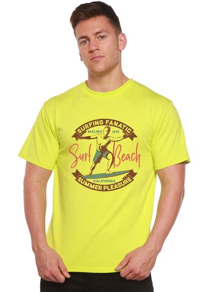 Men's printed surf beach T-shirt by Spun Bamboo featuring bamboo viscose and organic cotton with a graphic design.