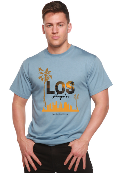 Men's Spun Bamboo graphic T-shirt made of bamboo viscose and organic cotton, featuring a colorful printed design on short sleeves.