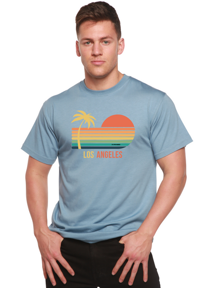 Spun Bamboo men's graphic T-shirt with Los Angeles design made from bamboo viscose and organic cotton, short sleeve, unisex fit.