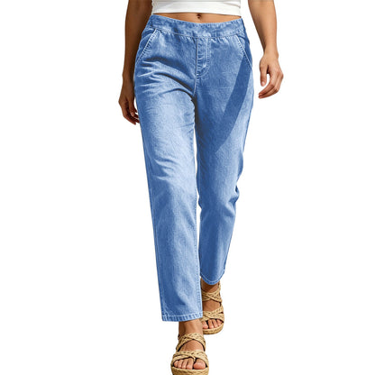 Women's casual cropped jeans in a fashionable denim design by My Store