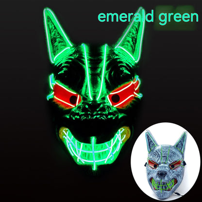 Halloween LED full face luminous mask with glowing design, front view