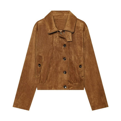 Women's retro stand-collar elastic-waist jacket coat in a classic design