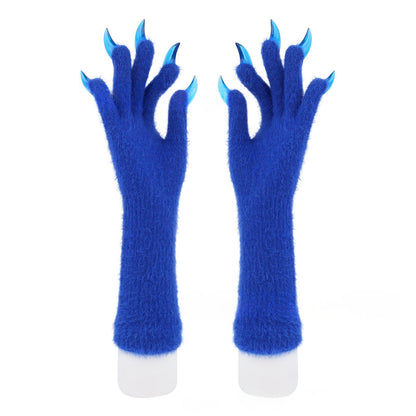 Halloween silicone meat mat long gloves, textured orange and black protective kitchen gloves shown on a white background
