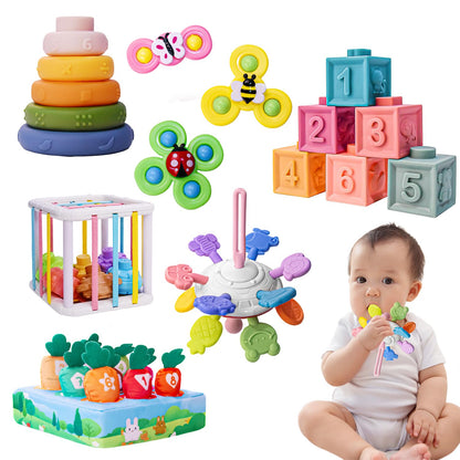 Sensory Baby Toy Set 6-in-1 Montessori Blocks for 6-12 Months