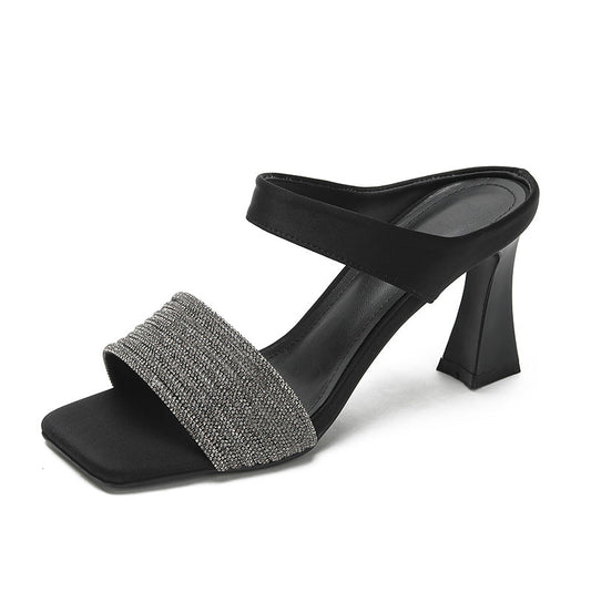 Women’s casual breathable chunky-heel slippers in a stylish open-toe design