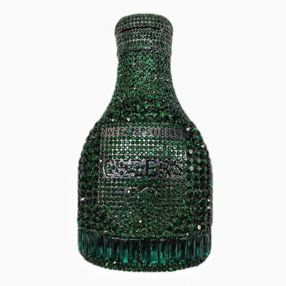 Champagne bottle rhinestone evening clutch women's bag with sparkling crystal embellishments
