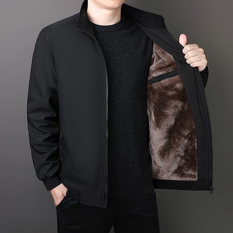 Men's winter fleece-lined thickened jacket by My Store in a warm, durable design
