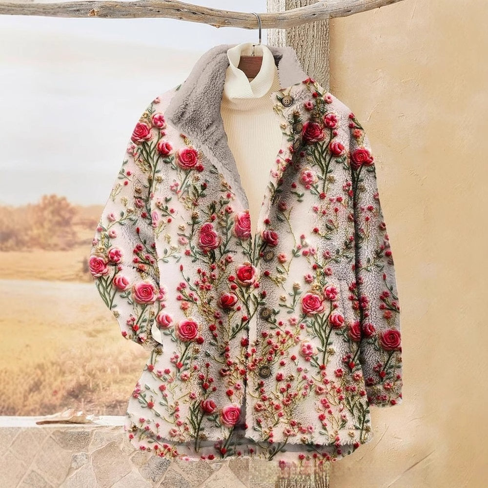 Women's 3D pattern flannel winter coat by My Store