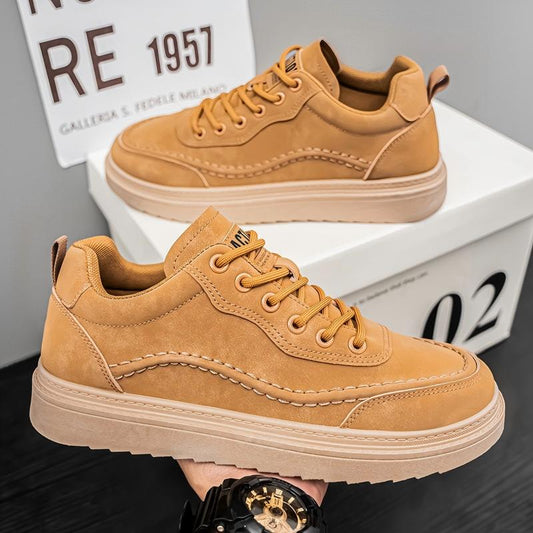 Men's breathable platform skate sneakers in versatile casual leather design