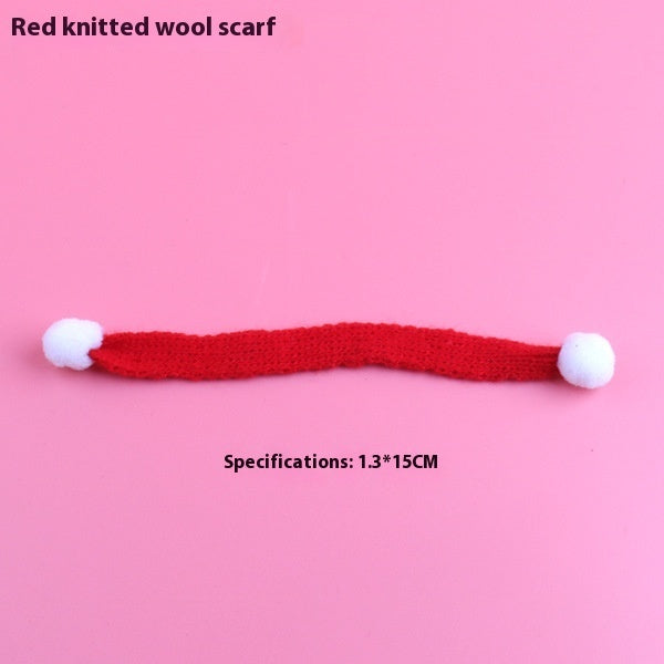 Mini Christmas scarf hat doll decoration with festive red scarf and hat details