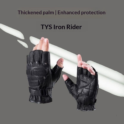 Outdoor training tactics genuine leather gloves in brown with adjustable wrist straps