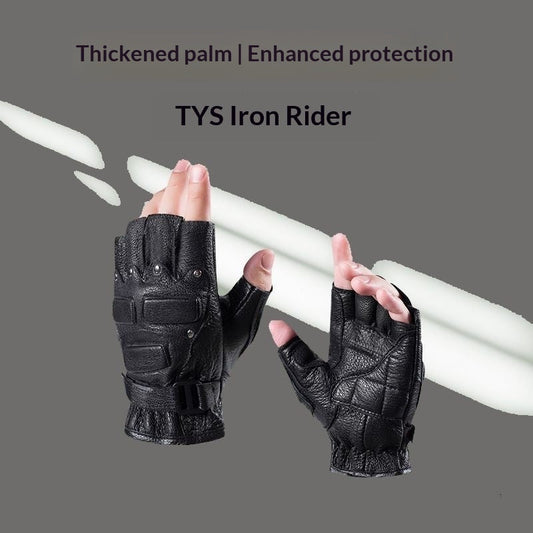 Outdoor training tactics genuine leather gloves in brown with adjustable wrist straps