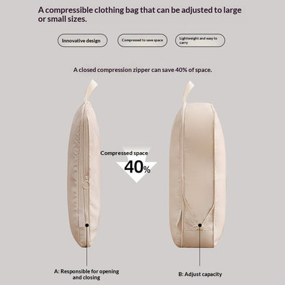 Six-piece compressible travel storage bags with packing cubes for compartmentalized luggage organization