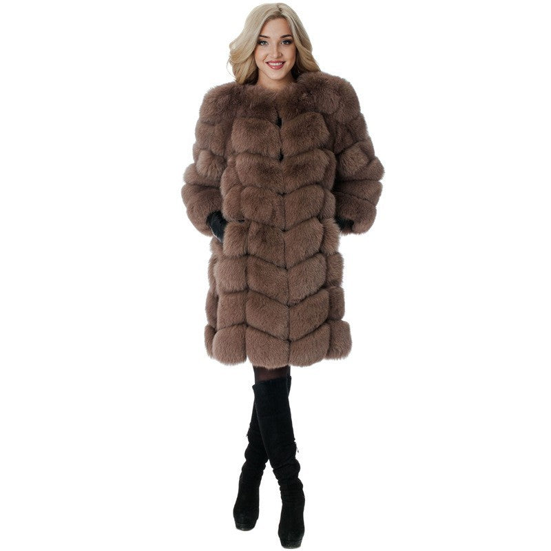 Thick warm fur coat for women by My Store, shown in a full-length view