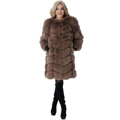 Thick warm fur coat for women by My Store, shown in a full-length view