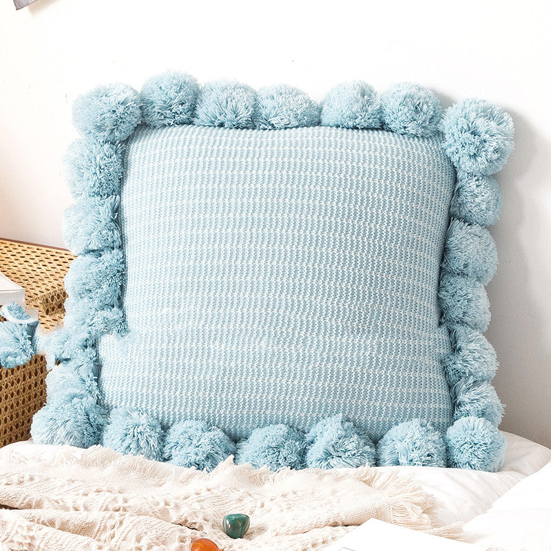 Knitted throw pillowcase for bed or sofa, featuring a soft waist cushion design