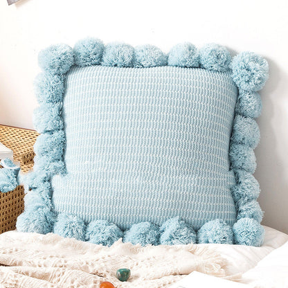 Knitted throw pillowcase for bed or sofa, featuring a soft waist cushion design