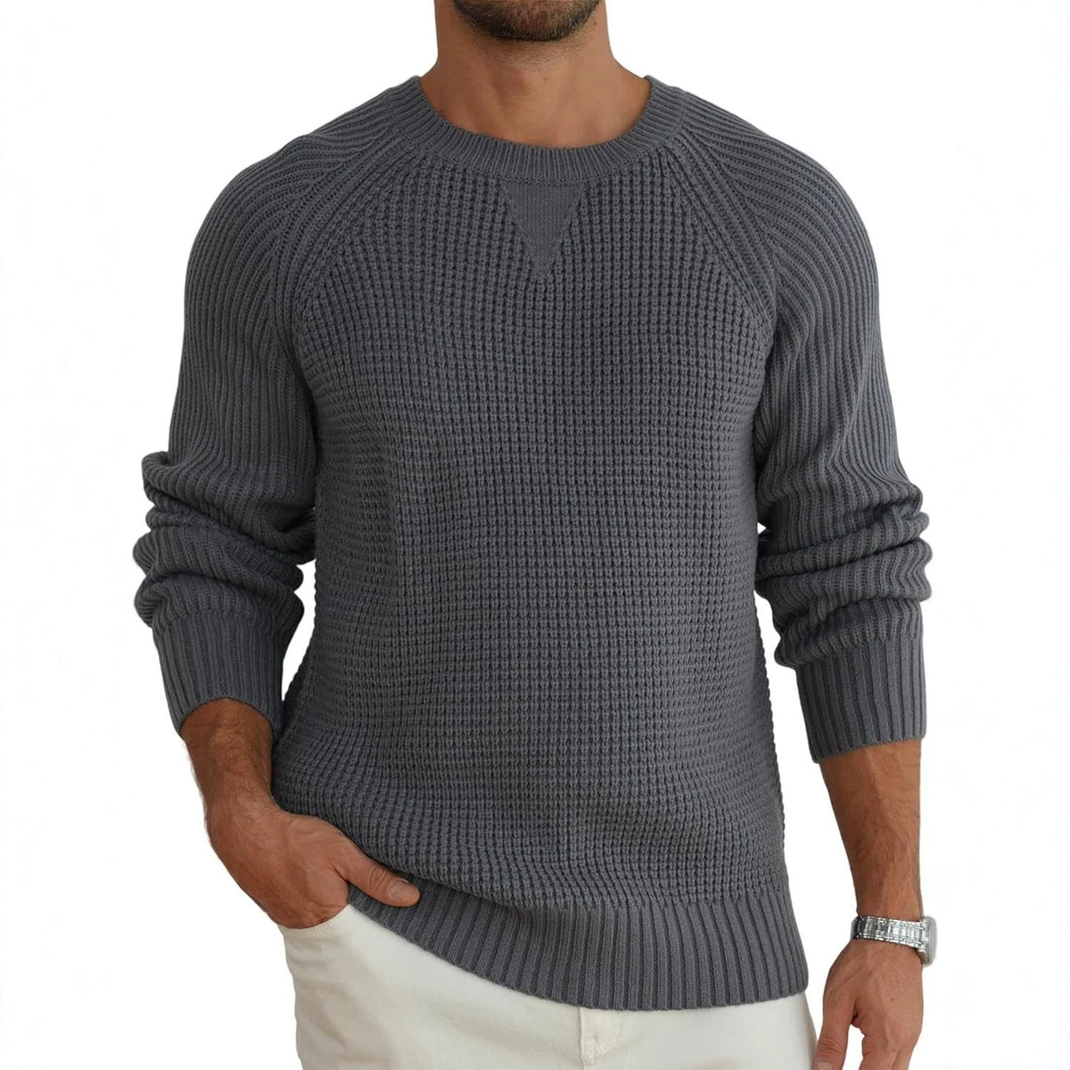 Trendy versatile long-sleeve pullover with round neckline from My Store