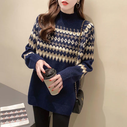 Women's contrast wool sweater outerwear by My Store, featuring a cozy knit design and layered color details