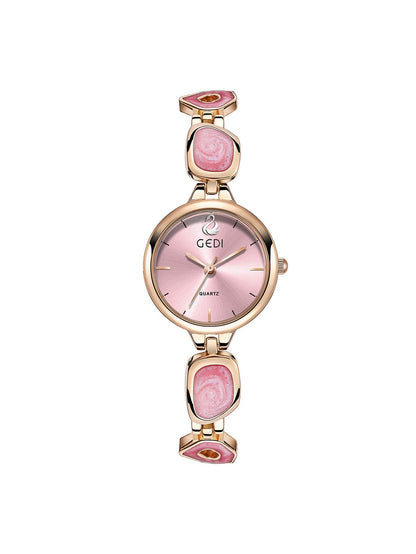 Women's minimalist quartz watch with a lightweight luxury design and small round face