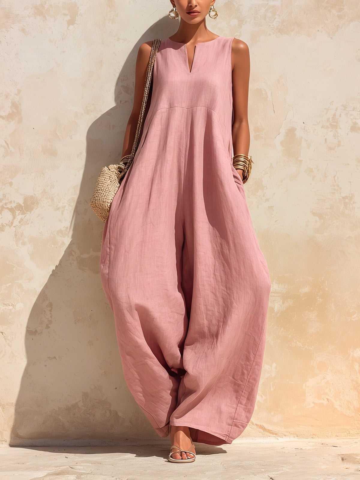 Elegant and chic wide-leg jumpsuit for women in a stylish full-length design