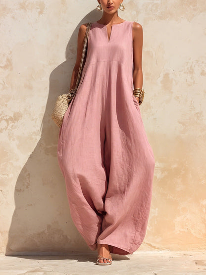 Elegant and chic wide-leg jumpsuit for women in a stylish full-length design