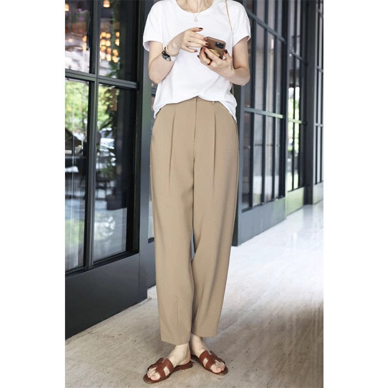 Women's casual cropped harem pants in a relaxed, loose-fitting style