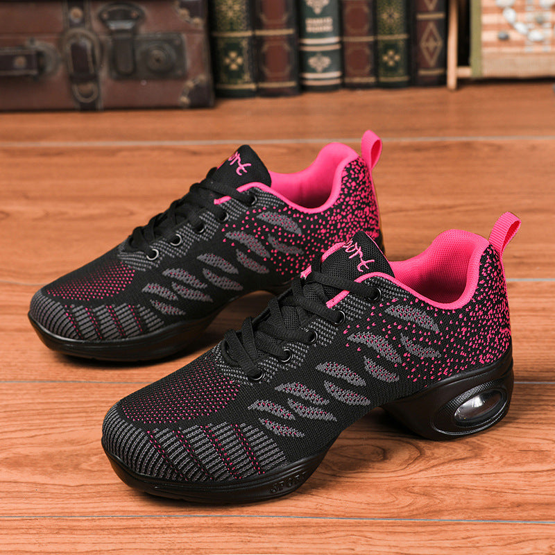 Spring and summer mid-heel mesh soft-soled modern dance shoes in a lightweight design