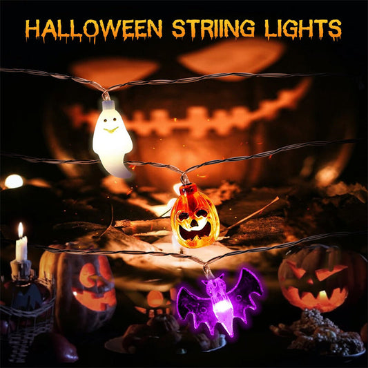 LED Halloween pumpkin spider bat skull string light lantern decoration for outdoor parties and garden displays
