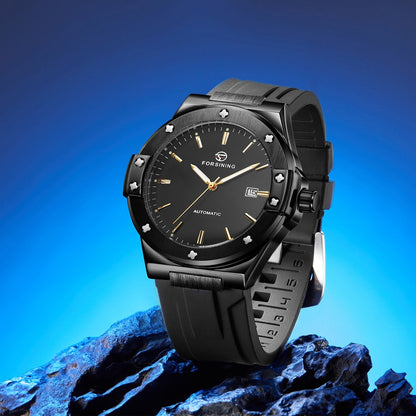 Men's strap fully automatic mechanical watch with analog dial and stainless steel case by My Store