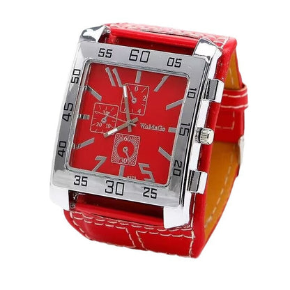 Men's military-style watch with square dial and simulated three-layer design