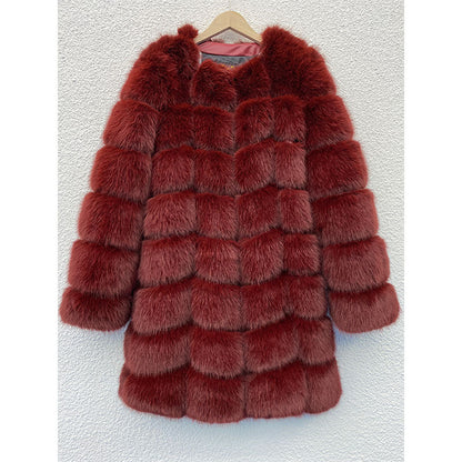 Thick warm fur coat for women by My Store, featuring a plush texture and full-length design