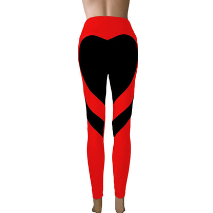 Heart-patterned patchwork butt-lifting leggings with excellent stretch by My Store