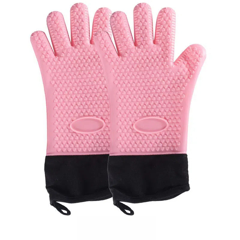High-temperature-resistant non-slip thickened scald-proof kitchen insulated oven mitts, pair of protective gloves