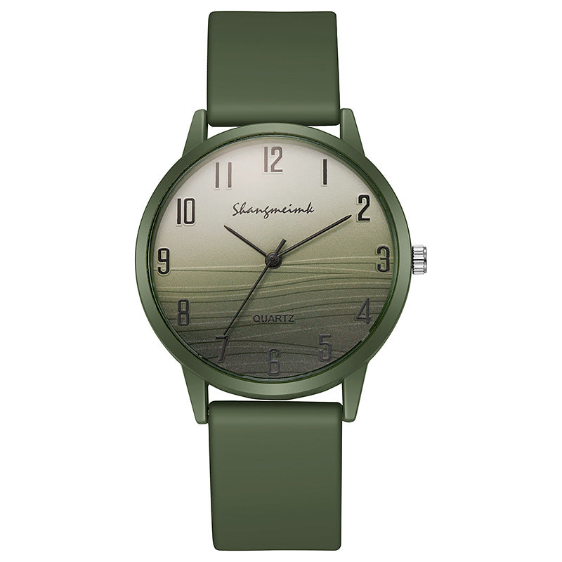 Casual simple jelly color women's watch with a colorful translucent strap and round dial