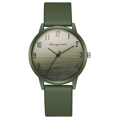 Casual simple jelly color women's watch with a colorful translucent strap and round dial