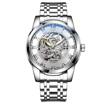 Waterproof men's automatic minimalist mechanical watch with hollow design and luminous hands
