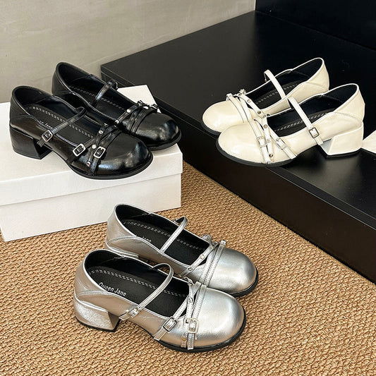 Retro French-style women's high-rise shallow-mouth ballet flats with soft soles, versatile spring shoes for skirts