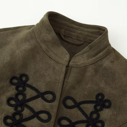 Womens Suede Stand-Neck Jacket Coat